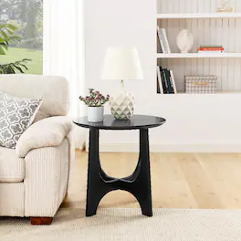 Loheer - 25 Inch Round End Table Wooden Side Table for Living Room - Brown