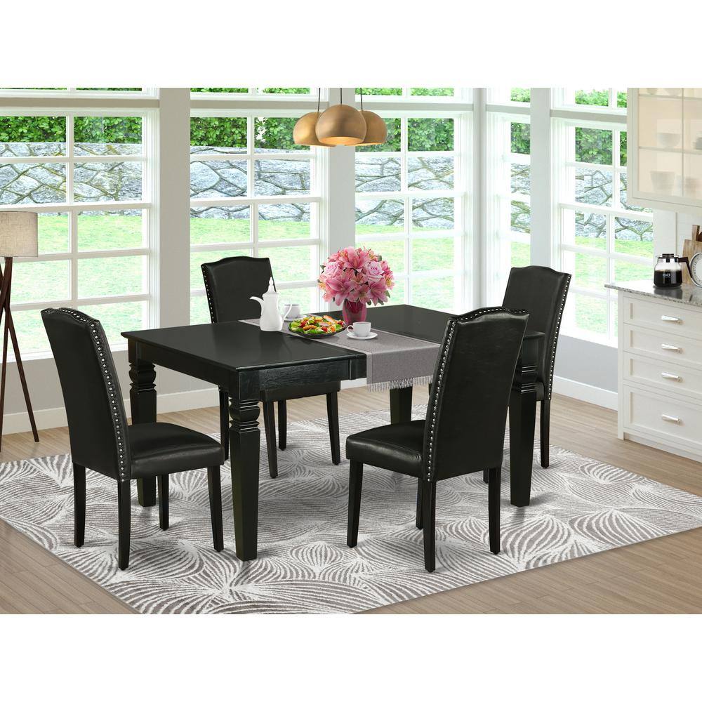 Left. East West Furniture - Dining Room Set Black - Brown.