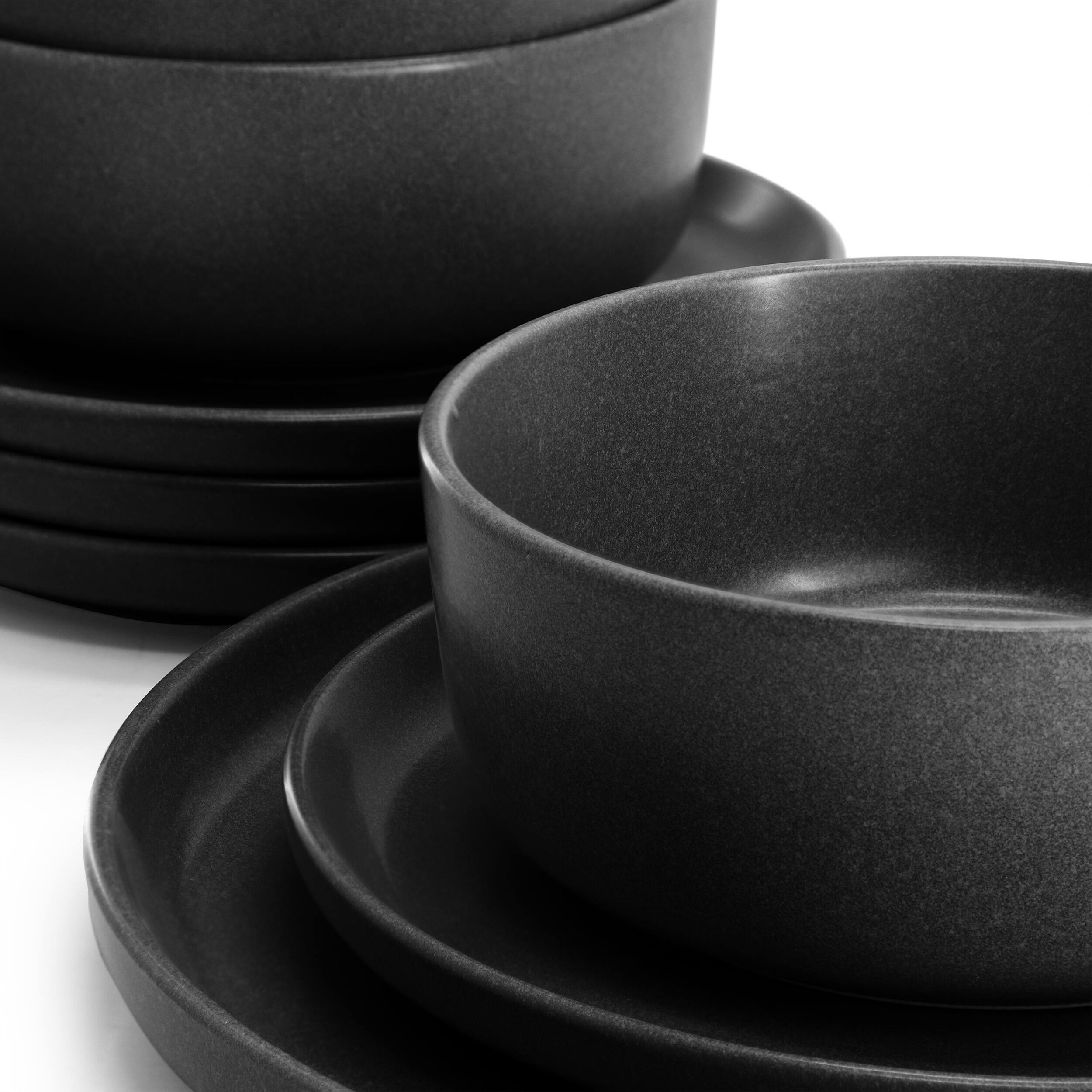 Alt View 5. Gibson - Gibson Soho Lounge Bryant Park 12 Piece Reactive Stoneware Dinnerware Set in Black - Black.