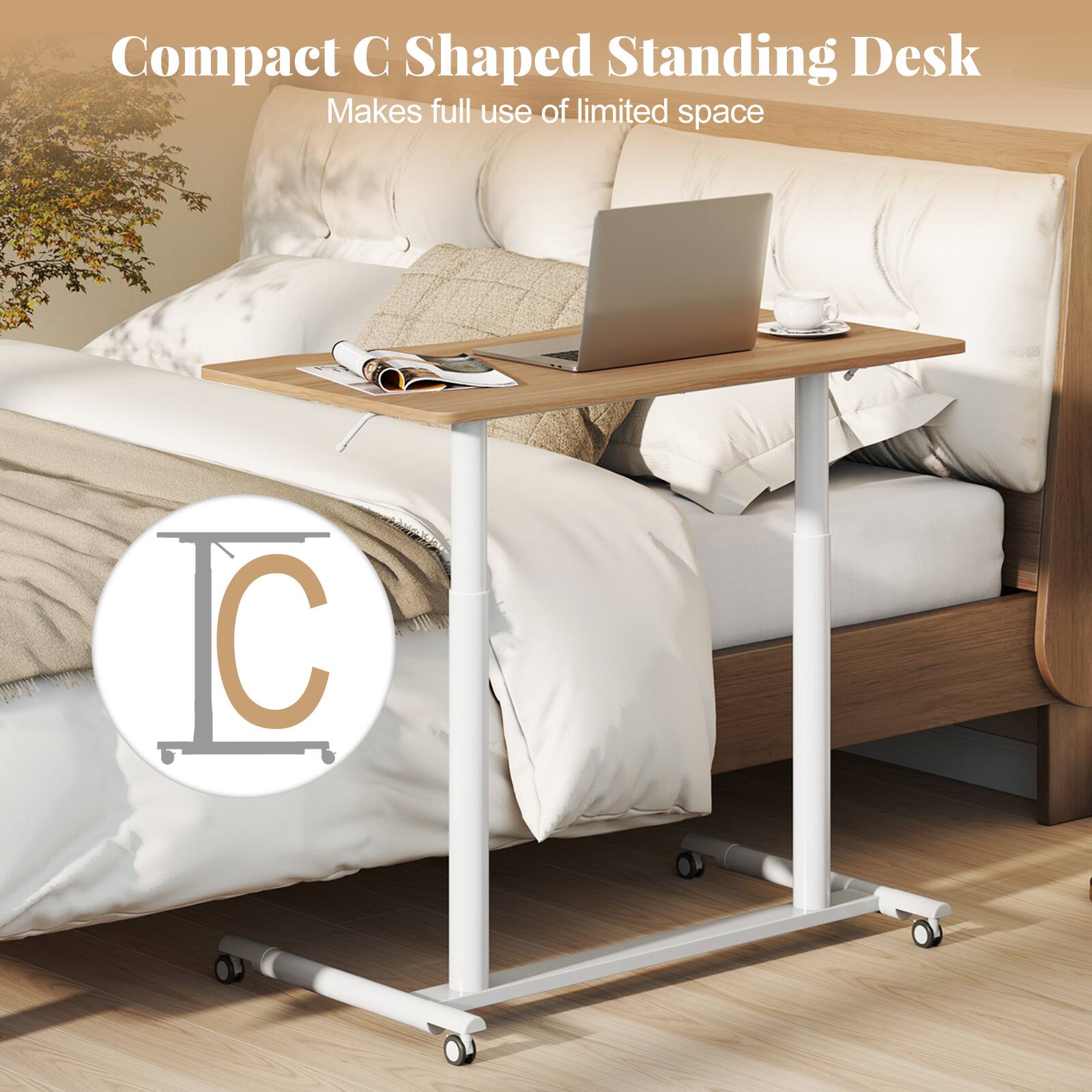 Compact C Shaped Standing Desk  
Makes full use of limited space