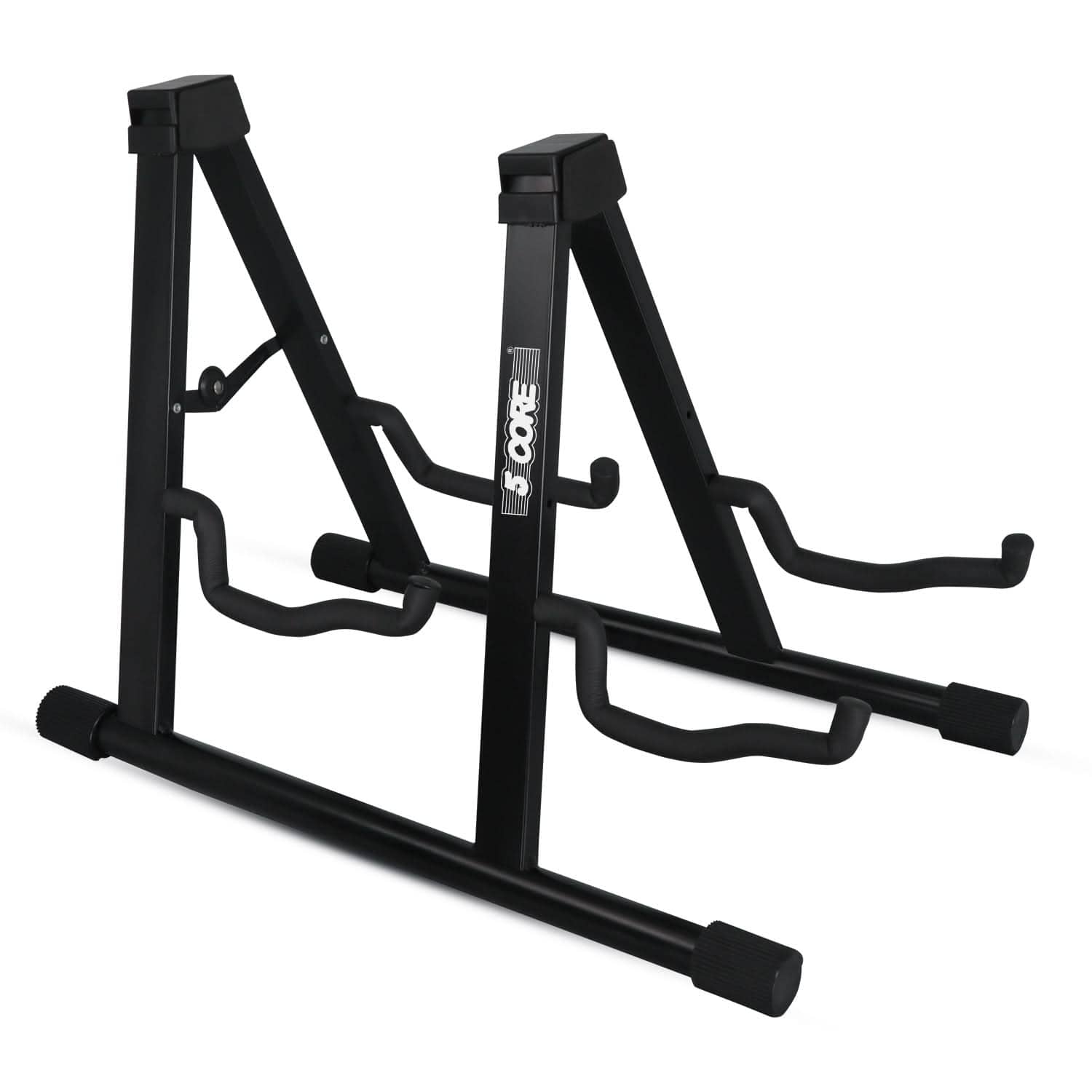 Front. 5 CORE - Double Guitar Stand A Frame Shape w Foam Arms Supports Acoustic Electric Bass Ukulele Banjo - Black.