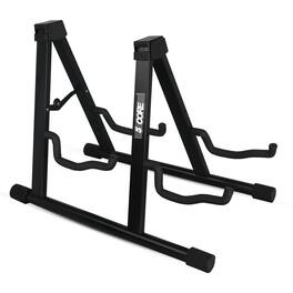 5 CORE - Double Guitar Stand A Frame Shape w Foam Arms Supports Acoustic Electric Bass Ukulele Banjo - Black