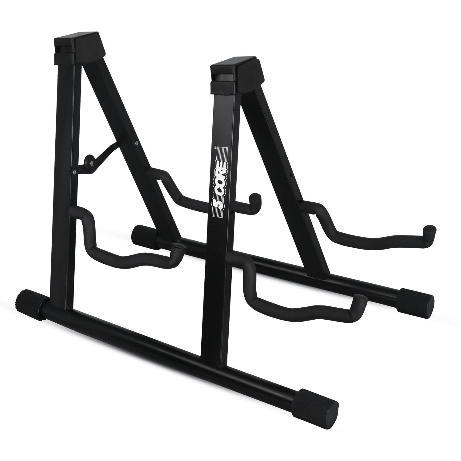 Front. 5 CORE - Double Guitar Stand A Frame Shape w Foam Arms Supports Acoustic Electric Bass Ukulele Banjo - Black.