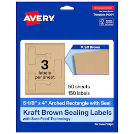 Avery - Avery® Sealing Labels, 5-1/8" x 4", Kraft Paper, 150 Total - Brown