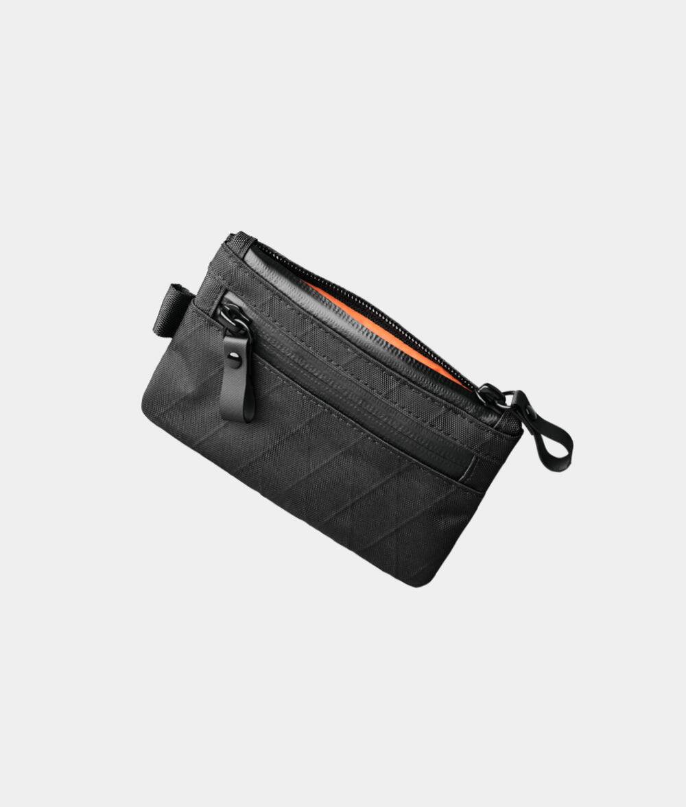 Front. ALPAKA - Zip Pouch X-Pac - RFID-Blocking Small Cash and Card Zip Wallet with Weatherproof Fabrics, EDC Pouch for Men Travel - Black X-Pac VX21.