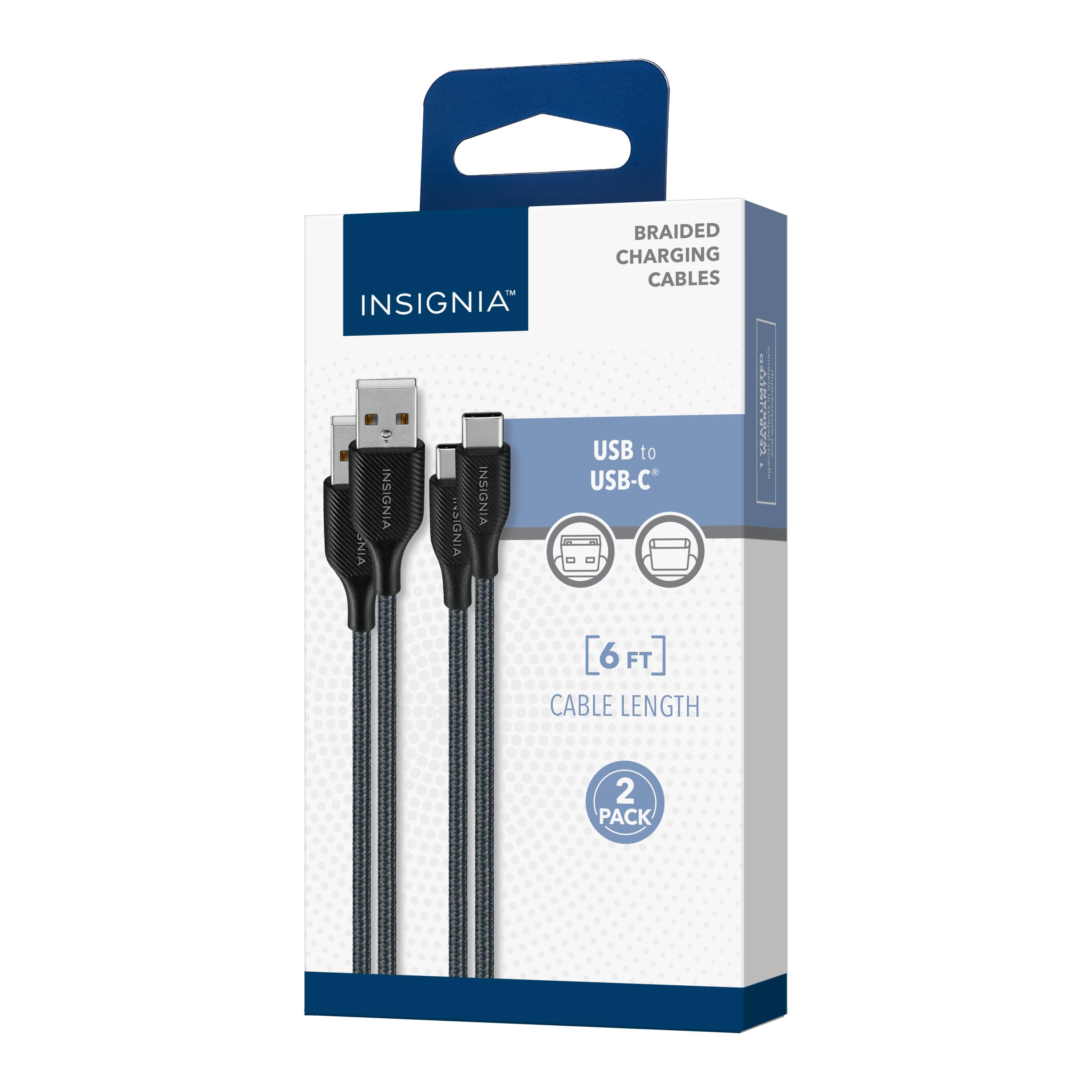 INSIGNIA BRAIDED CHARGING CABLES USB to USB-C : VAN | [6 FT CABLE LENGTH 2 PACK
