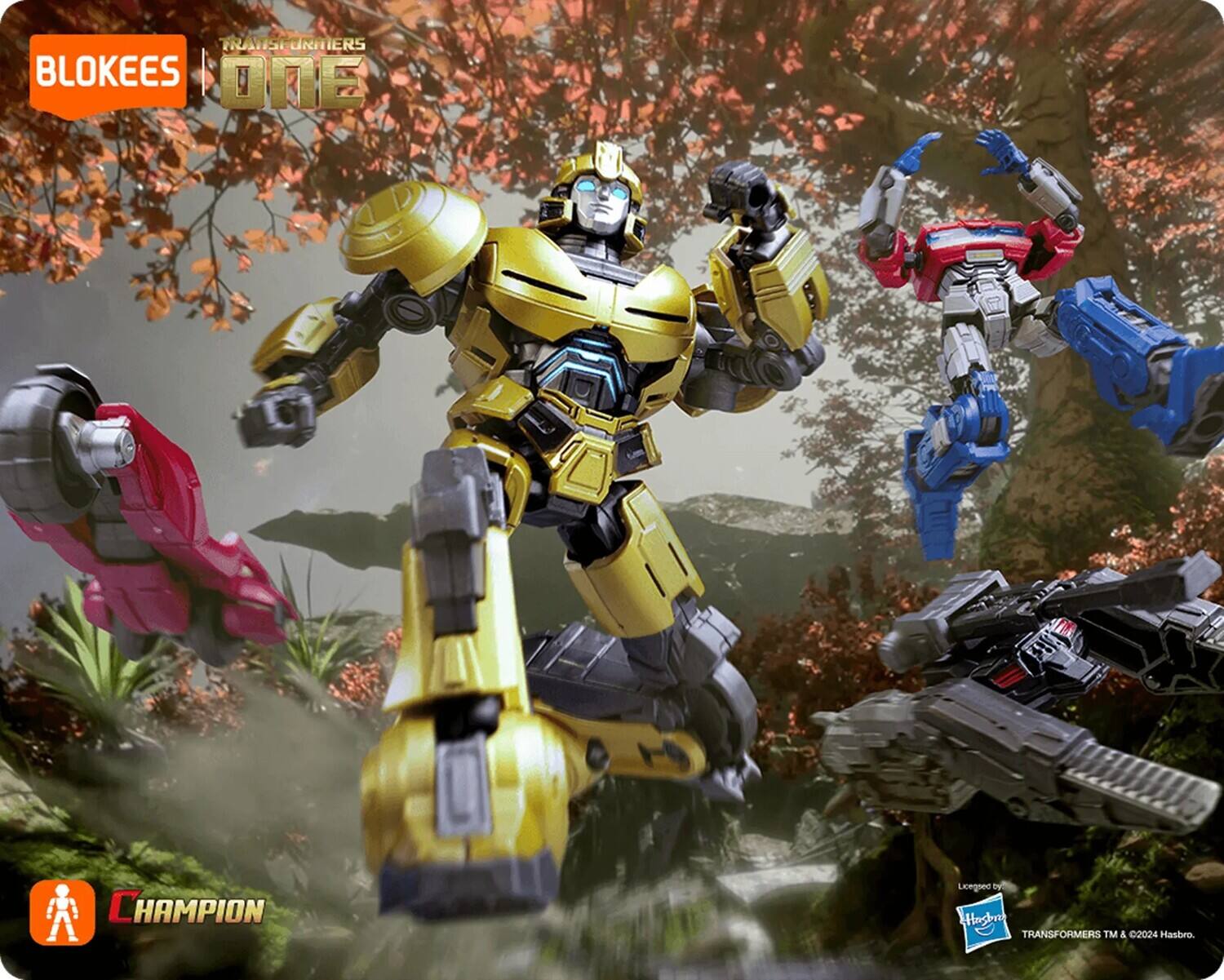 BLOKEES  
TRANSFORMERS  
ONE  

CHAMPION  

Hasbro  
TRANSFORMERS TM & ©2024 Hasbro