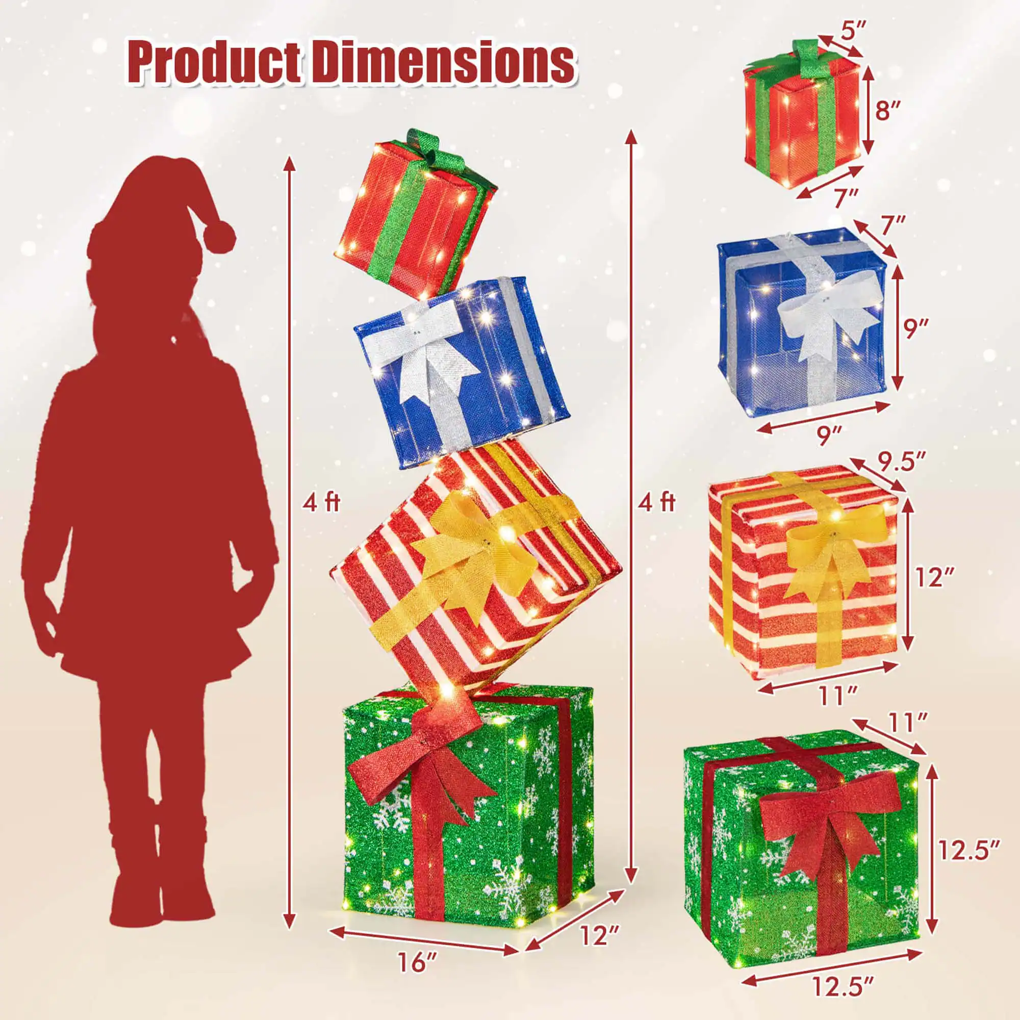 Product Dimensions

- 5" x 8" x 7"
- 9" x 9.5" x 12"
- 11" x 11" x 12.5"
- 16" x 12" x 12.5"