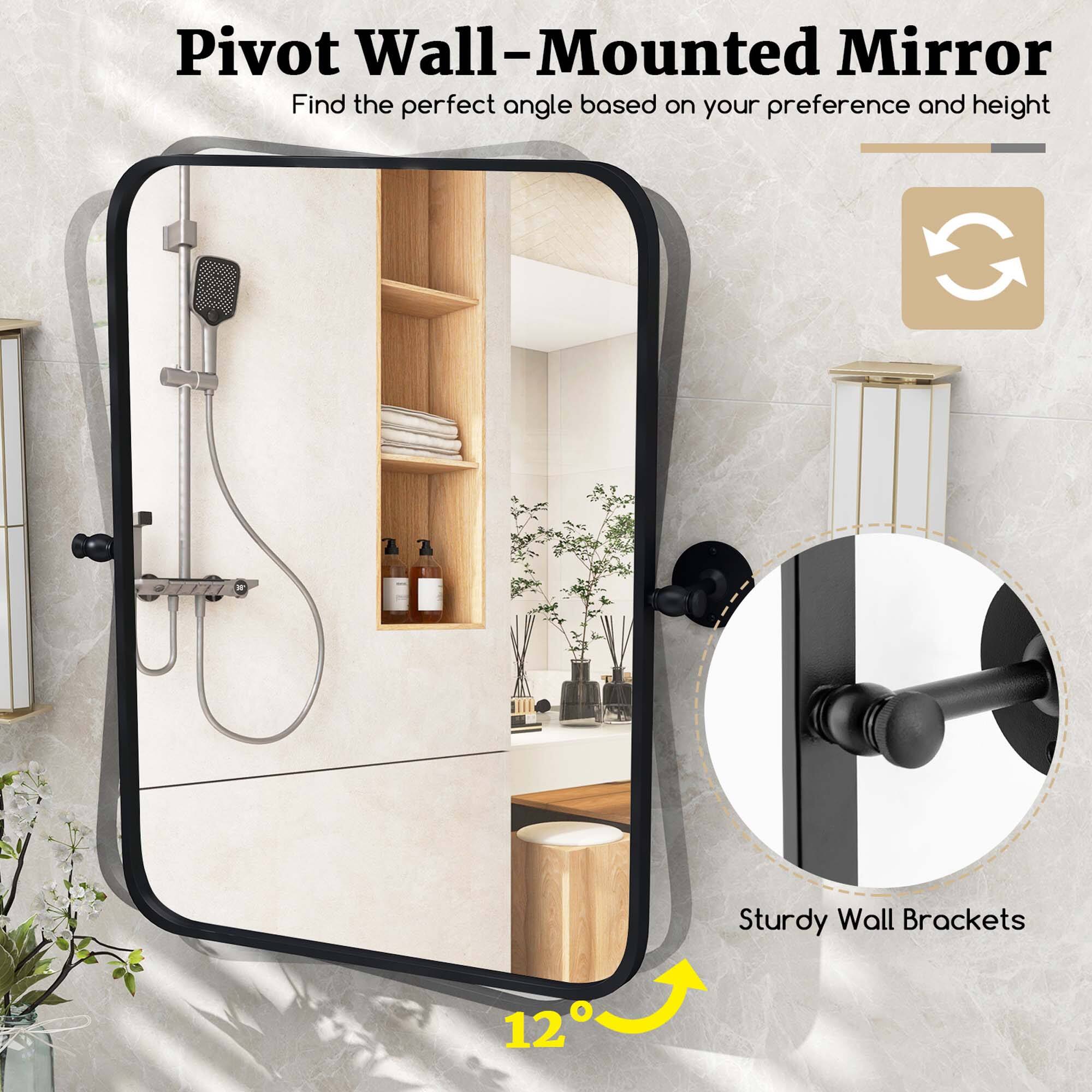 Pivot Wall-Mounted Mirror  
Find the perfect angle based on your preference and height  

Sturdy Wall Brackets  

12°