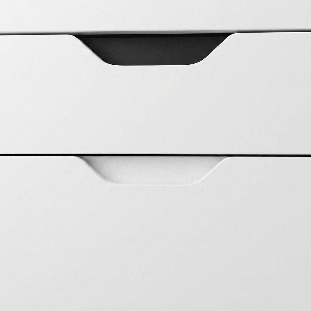 FurniFact - Composite Wood Rolling Storage Cabinet with Easy-Glide Drawers on Casters - White