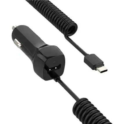 Front. Stock Preferred - Fast Charging Car Charger Adapter for iPhone - Black.