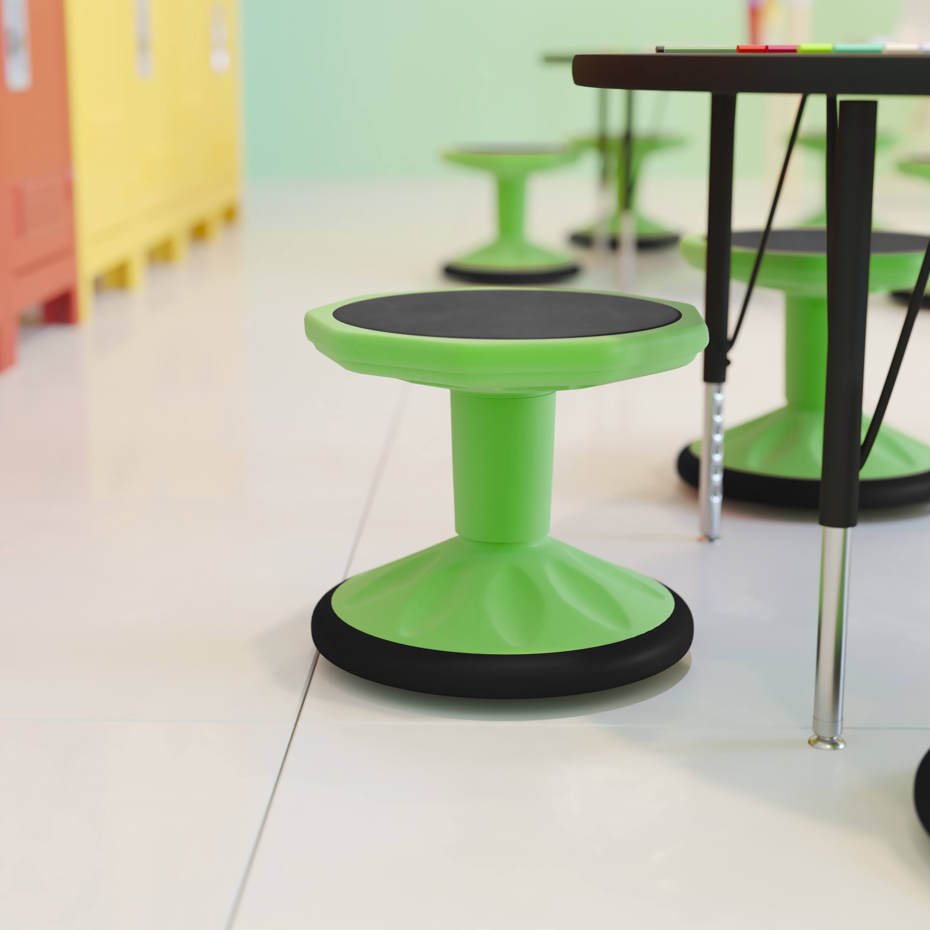 Alt View 2. Flash Furniture - Lucas Fixed Height Kids Flexible Active Stool for Classroom and Home with Non-Skid Bottom in Green, 12" Seat Height - Green.