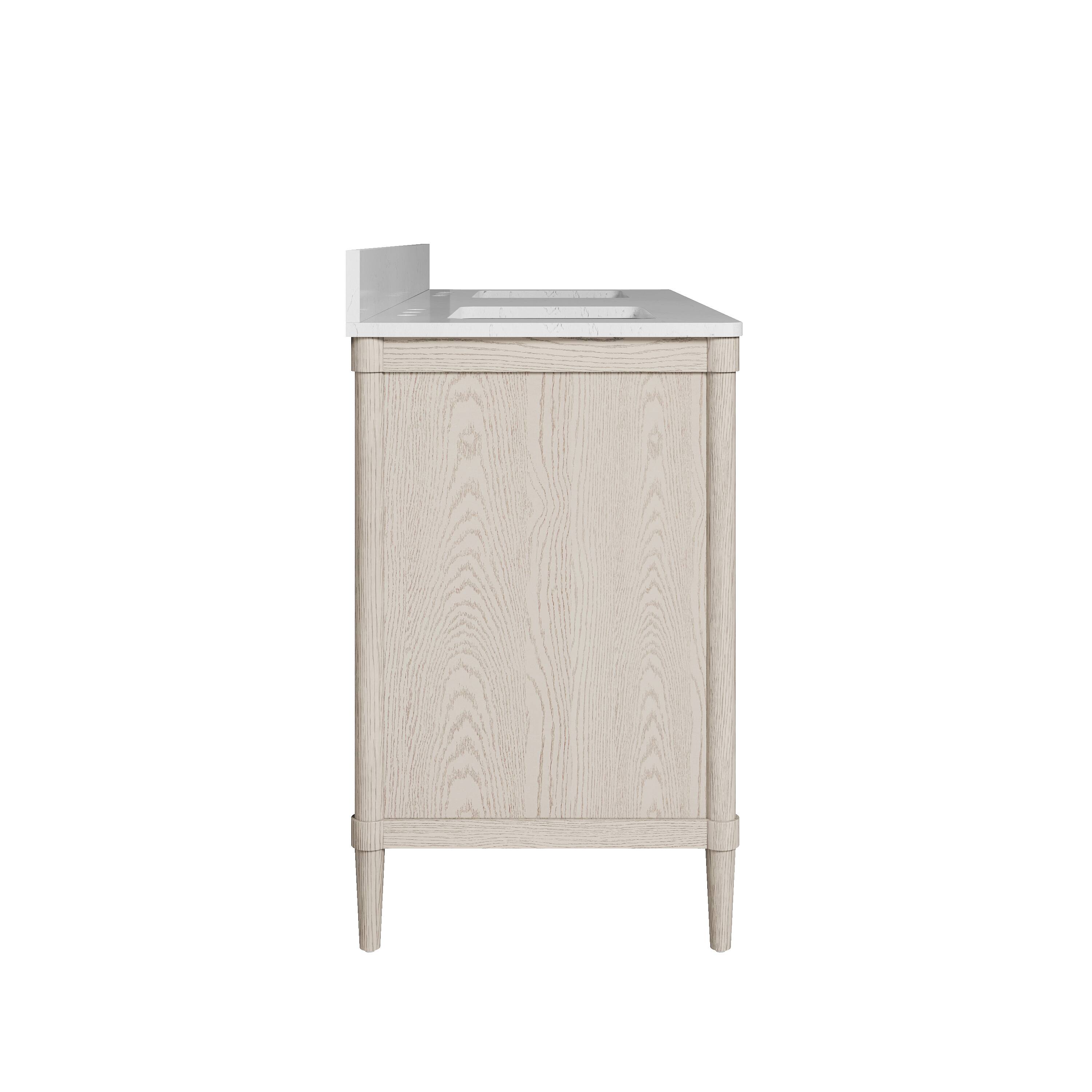Alt View 10. WELLFOR - ETHAN 60 in. Solid Wood Bath Vanity with Quartz Top, Double Sink, Soft Close, Assembled - OAK.