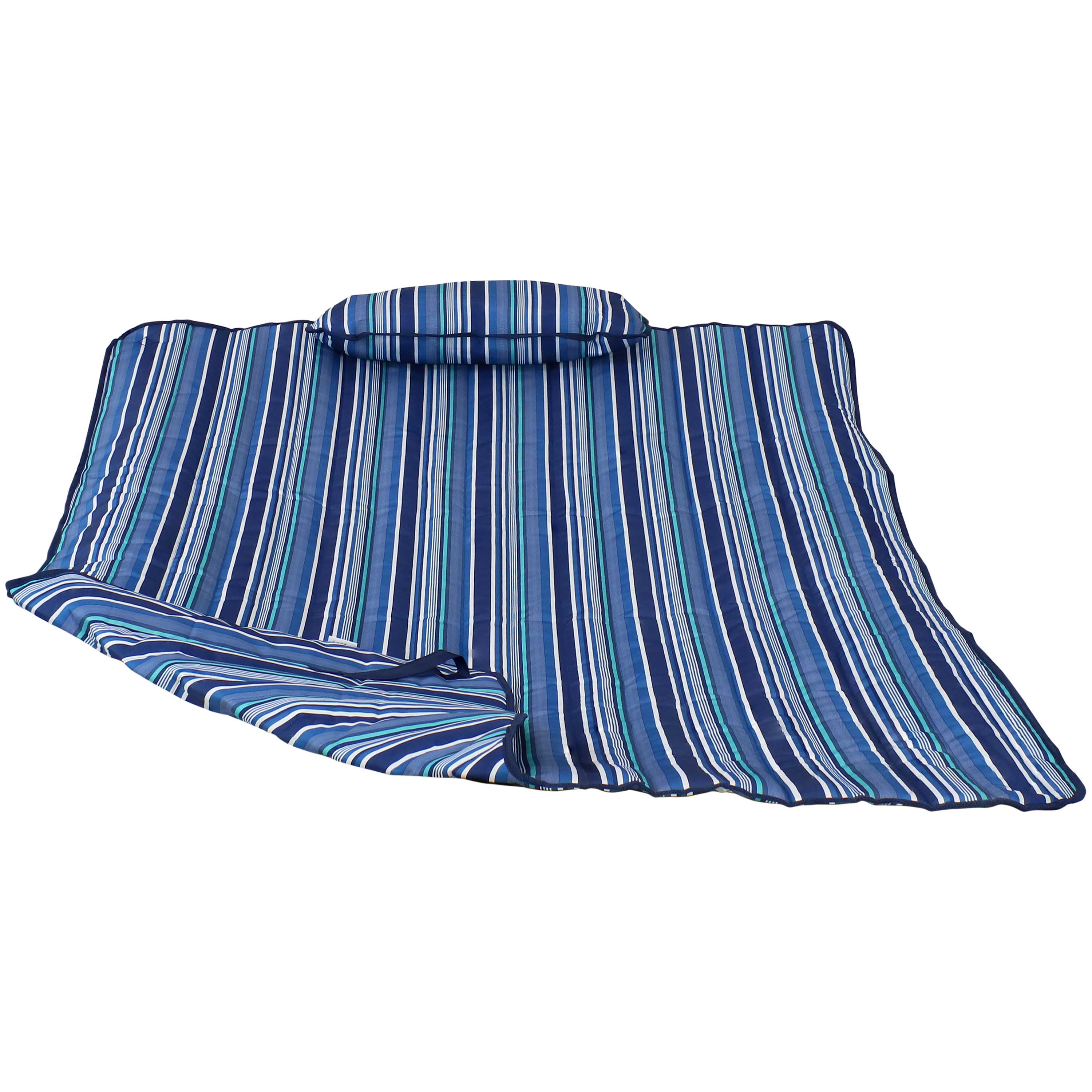 Sunnydaze - Outdoor Polyester Hammock Pad and Pillow Set - Breakwater Stripe