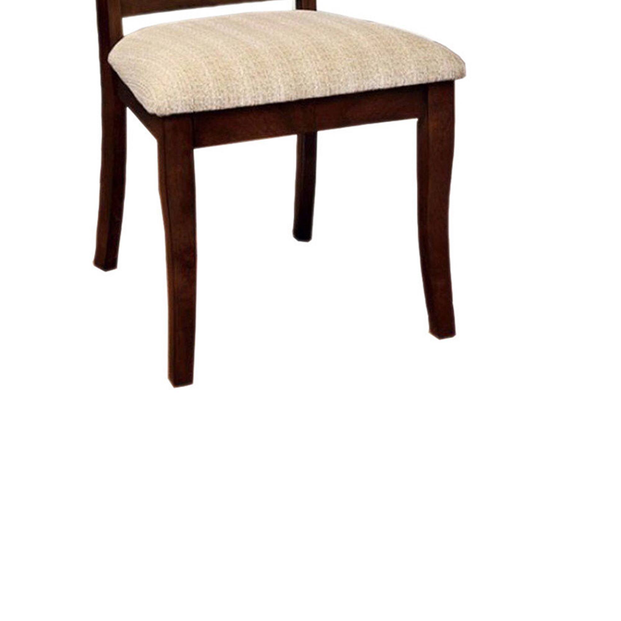 Left. Manhattan Lane - Fabric Upholstered Side Chair with Cut Out Back, Set of 2 - Beige and Brown.