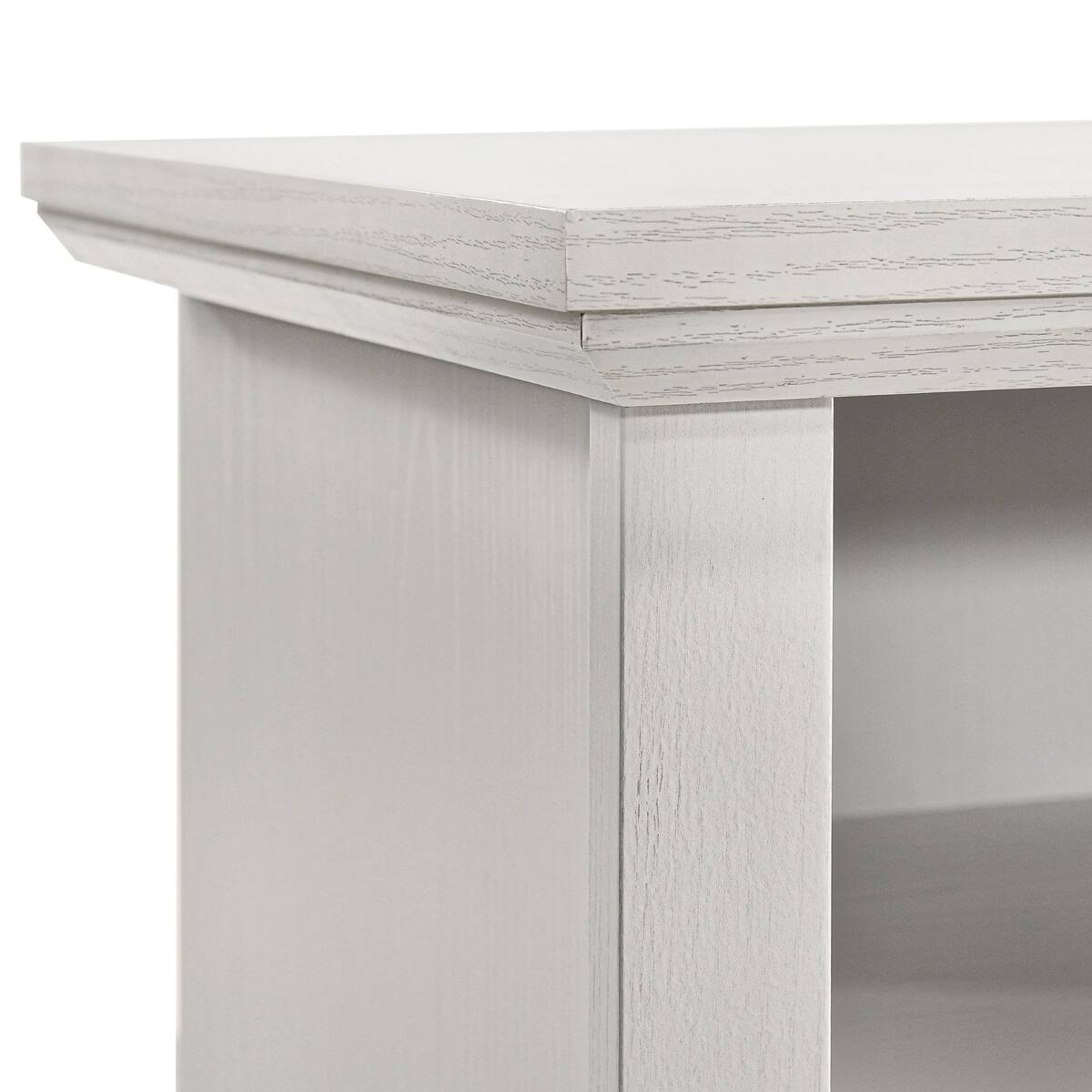 Alt View 2. Loheer - Loheer Set of 2 White Nightstands with Open Shelf and 2 Drawers, Rustic Bedroom Furniture - White.