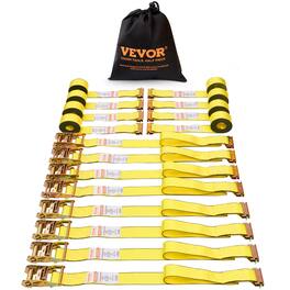 VEVOR - Ratchet Tie Down Straps (8PK), 4400 lb Break Strength, E-Track Endless Ratchet with 8 Premium 2" x 15' Rachet Tie Downs - Yellow
