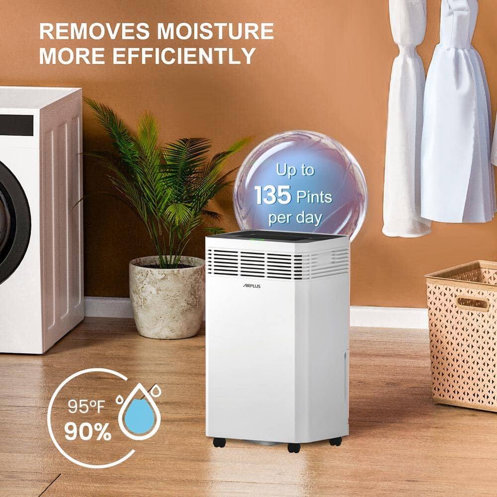 Removes moisture more efficiently  
Up to 135 pints per day  
95°F 90%