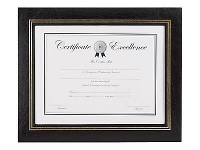 Staples - 8.5" x 11" Faux Leather/Leather Certificate Frames, Leatherette, 2/Pack - Black
