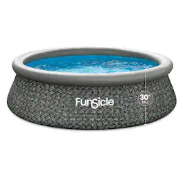 Funsicle - 10' x 30" QuickSet Ring Top Above Ground Swimming Pool Dark Herringbone - Brown