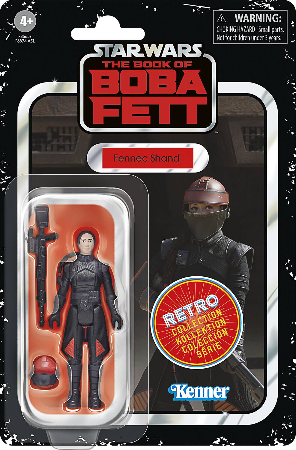 4+ F8565/ F6874 ASL ! WARNING: CHOKING HAZARD-Small parts. Not for children under 3 years. STAR WARS THE BOOK OF BOBA FETT IM Fennec Shand RETRO COLLECTION COLLECTION COLECCION SERIE Kenner