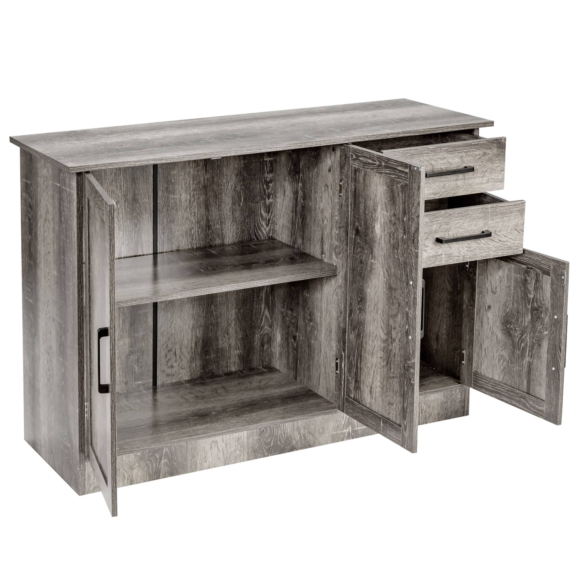 Alt View 4. Gymax - Gymax Buffet Storage Cabinet Console Table Kitchen Sideboard Drawer Grey - Grey.