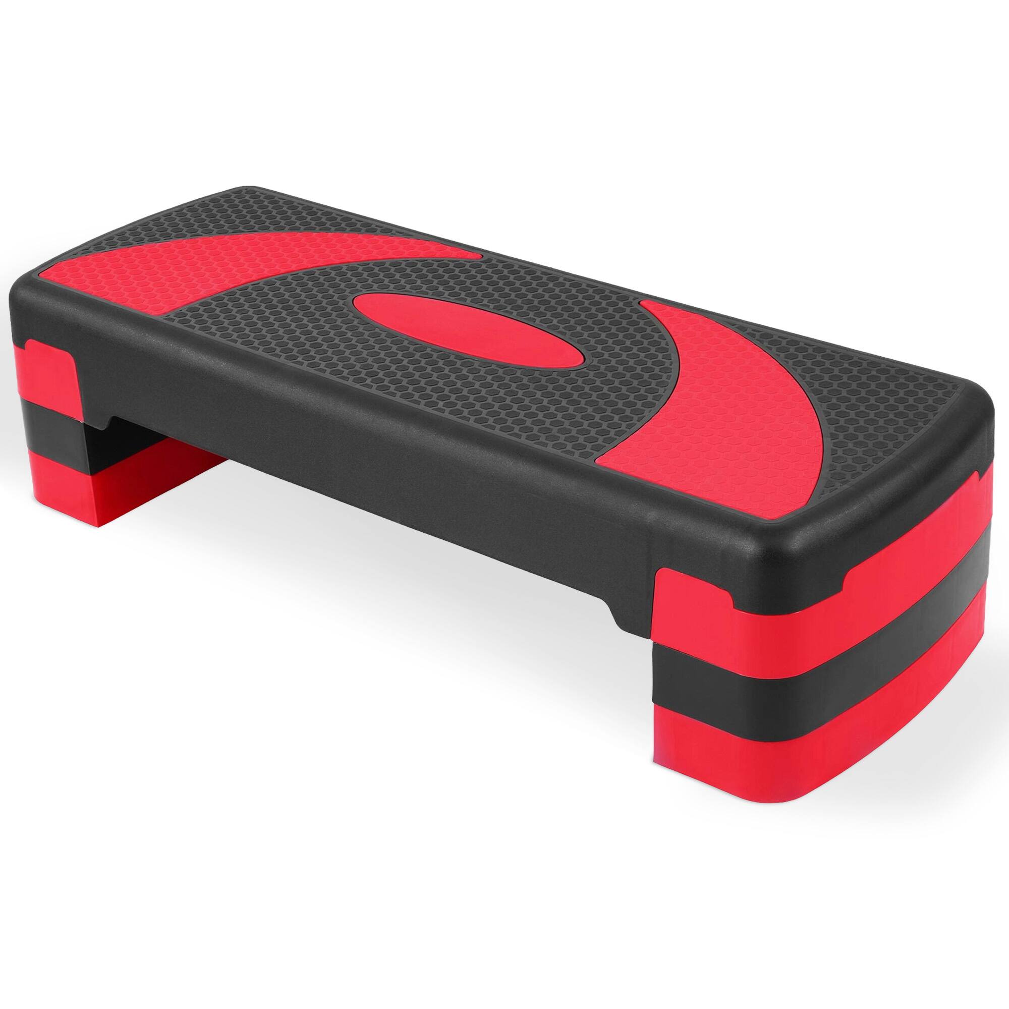 Front. BalanceFrom Fitness - BalanceFrom Fitness Adjustable Workout Aerobic Step Platform Trainer w/Raisers - Black/Red.