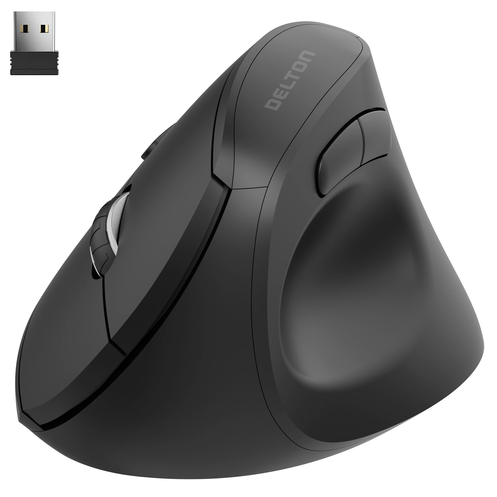 Front. Delton - Delton S12P Vertical Wireless Mouse, 2.4G Connection (DMERGS12P-WB) - Black.