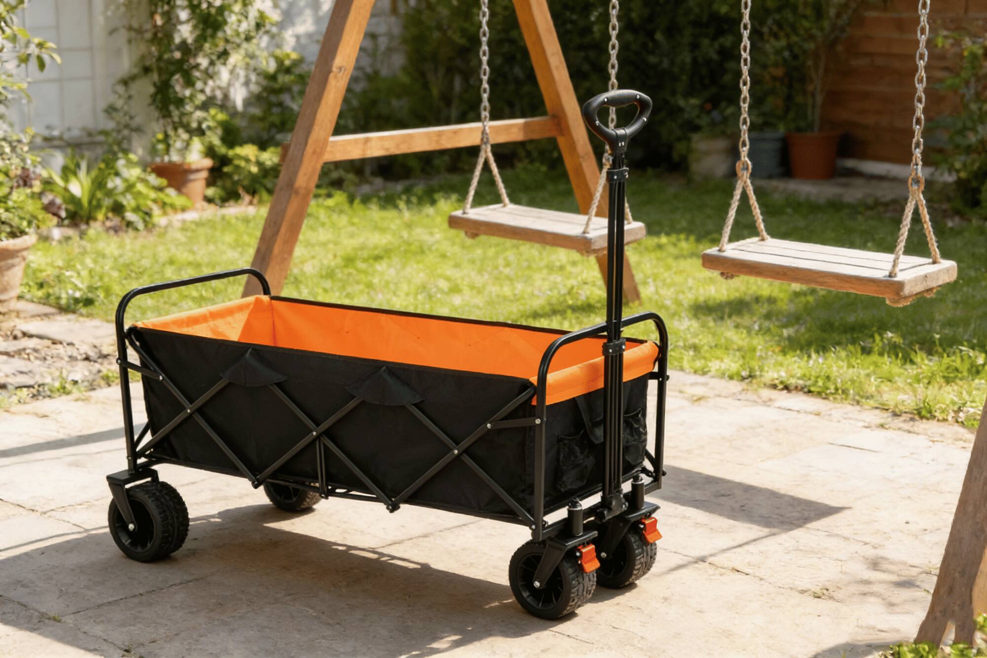 Alt View 1. Loheer - Loheer Extra Long Folding Wagon Beach Cart Large Capacity Heavy Duty Garden Shopping Collapsible Utility Cart.