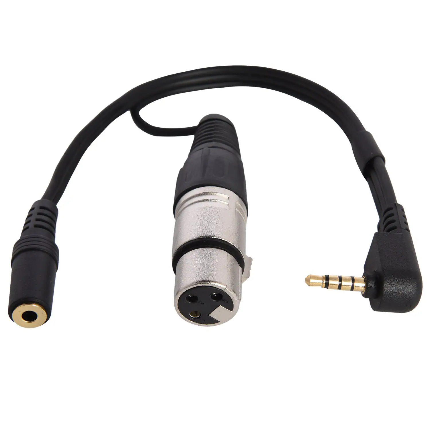Front. Lyxpro - XLR Female to TRRS, Connects XLR Microphones to iOS, iPhone, iPad & iPod, Small (10 Inches) - Black.
