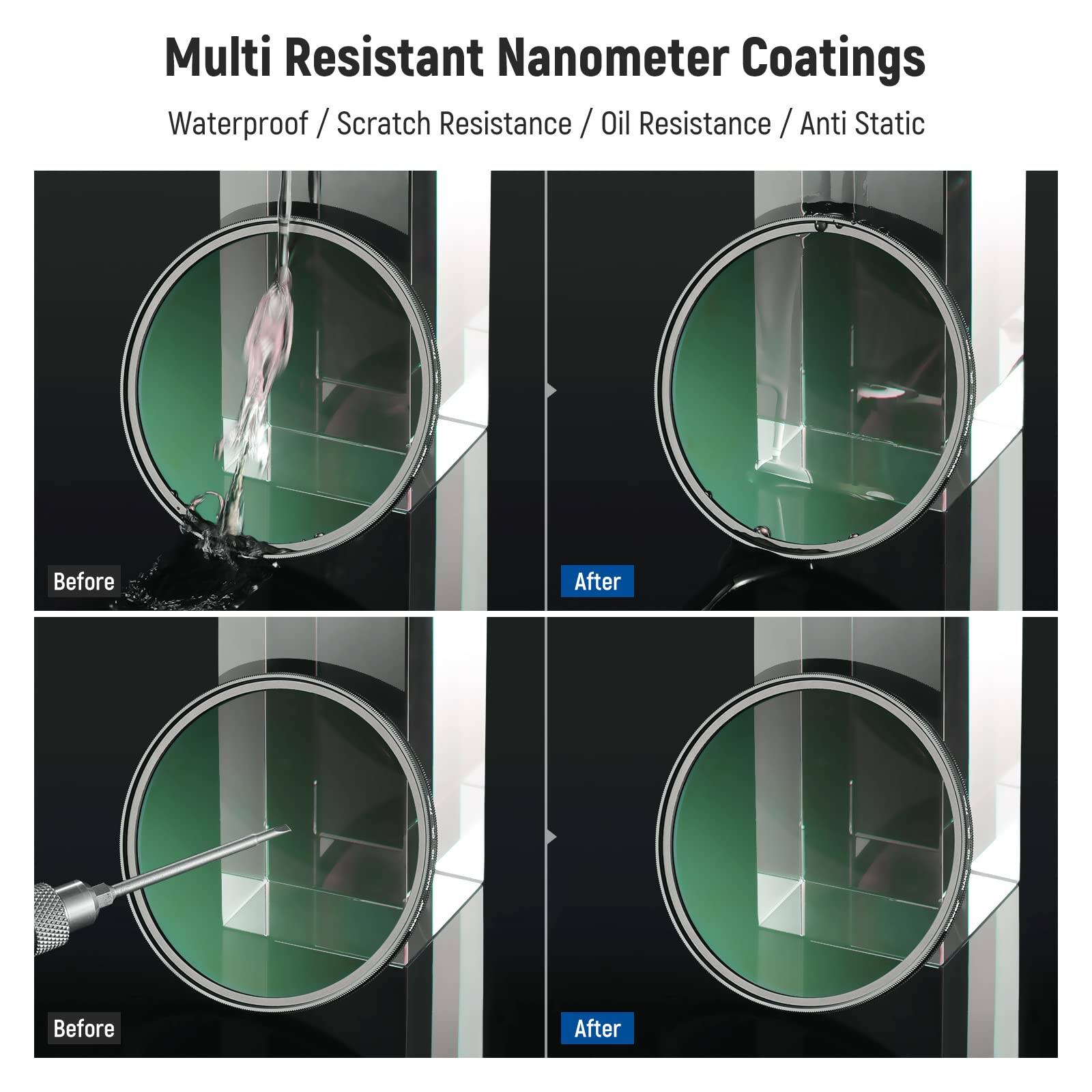 Multi Resistant Nanometer Coatings  
Waterproof / Scratch Resistance / Oil Resistance / Anti Static  
Before After  
Before After