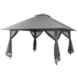 Gymax - Outdoor Patio 13' x13' Pop Up Canopy Tent UV50+ Adjust Sun Protection w/ Mesh Sidewall Grey - Gray