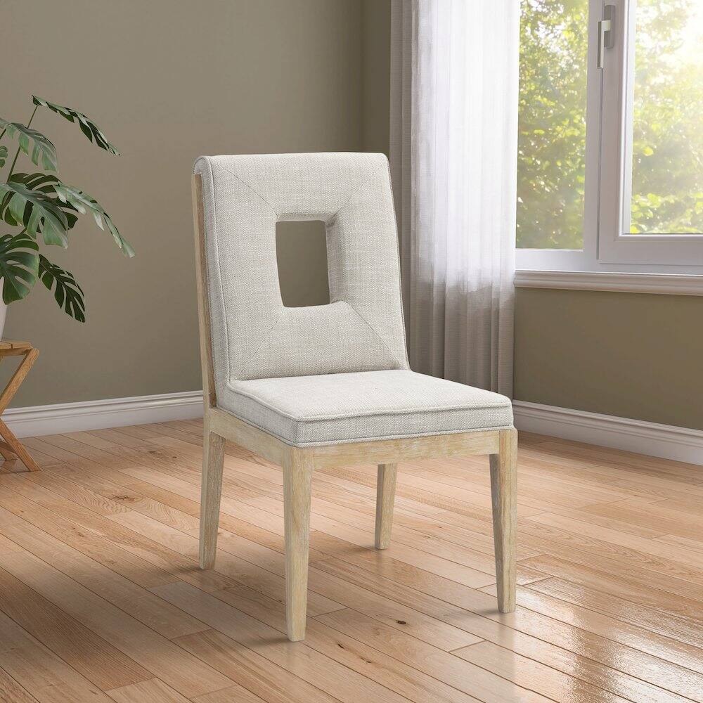 Alt View 1. Meridian Furniture - Gwendolyn Cream Linen Textured Fabric Dining Side Chair, Set of 2 - Beige.