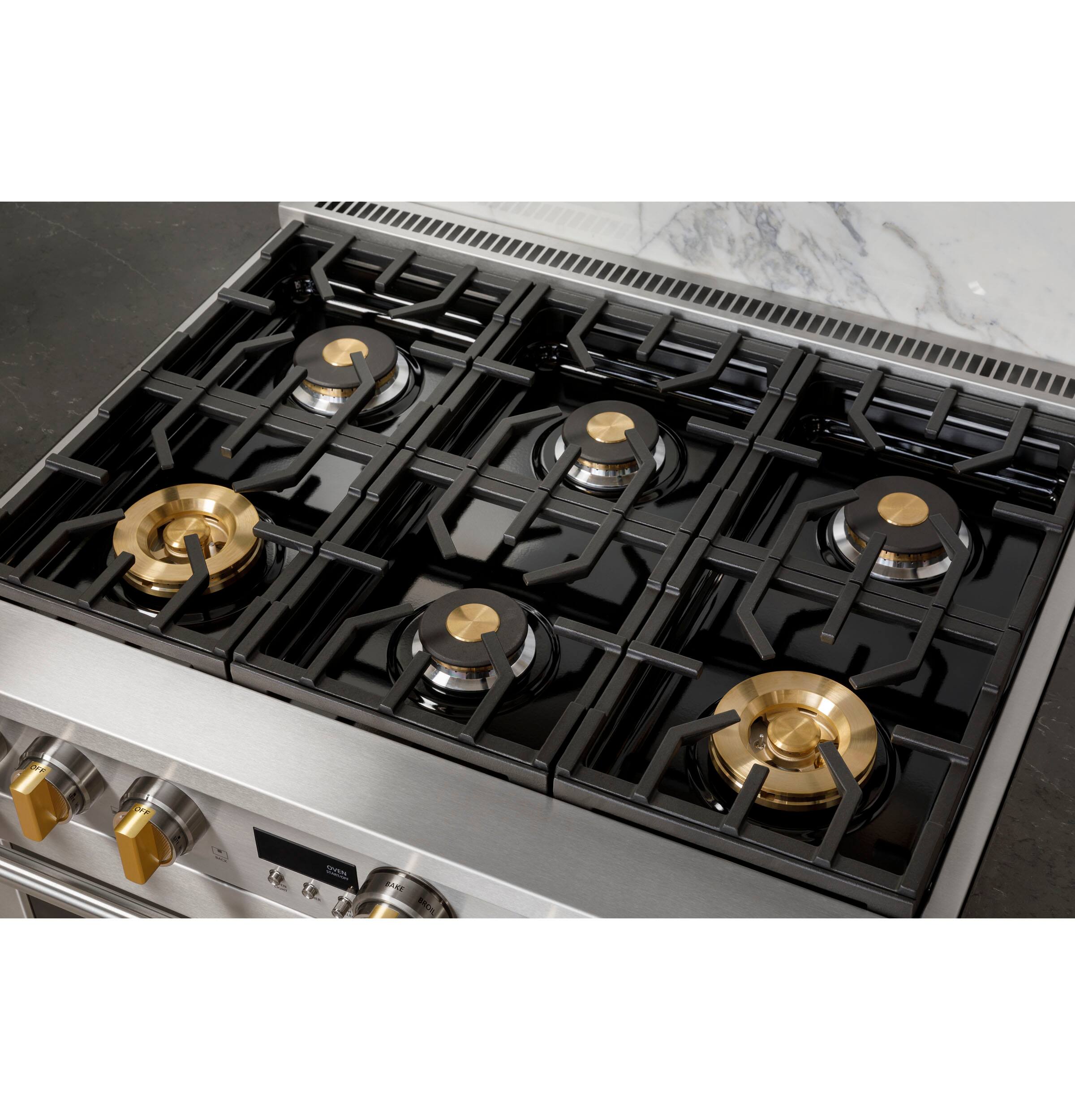 Alt View 6. Monogram - 5.7 Cu. Ft. Freestanding Dual Fuel Convection Range with Self-Clean and 4 Burners - Stainless Steel.
