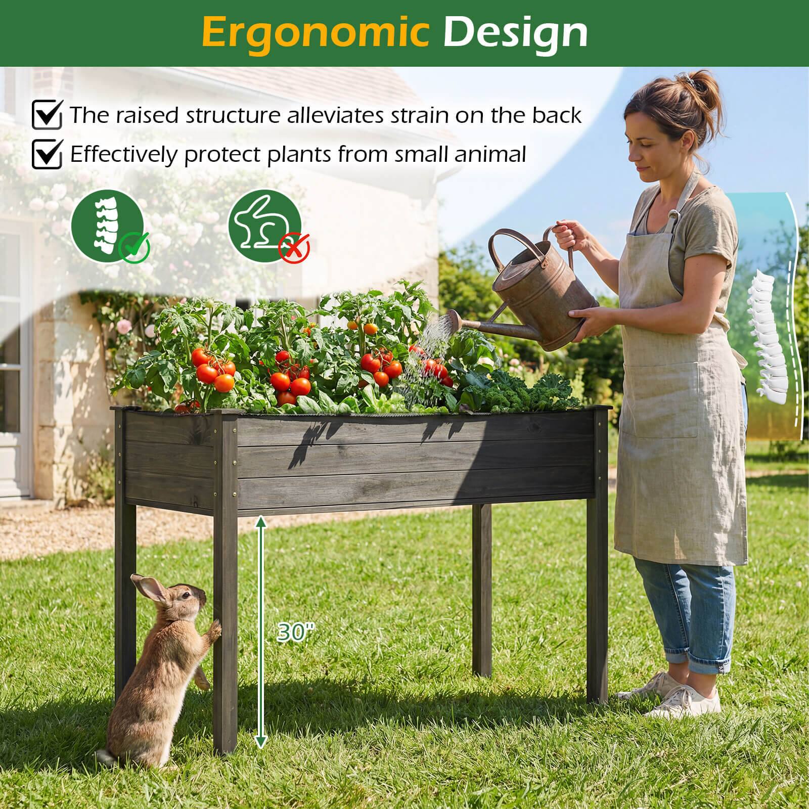 Ergonomic Design  
- The raised structure alleviates strain on the back  
- Effectively protect plants from small animals  

30"