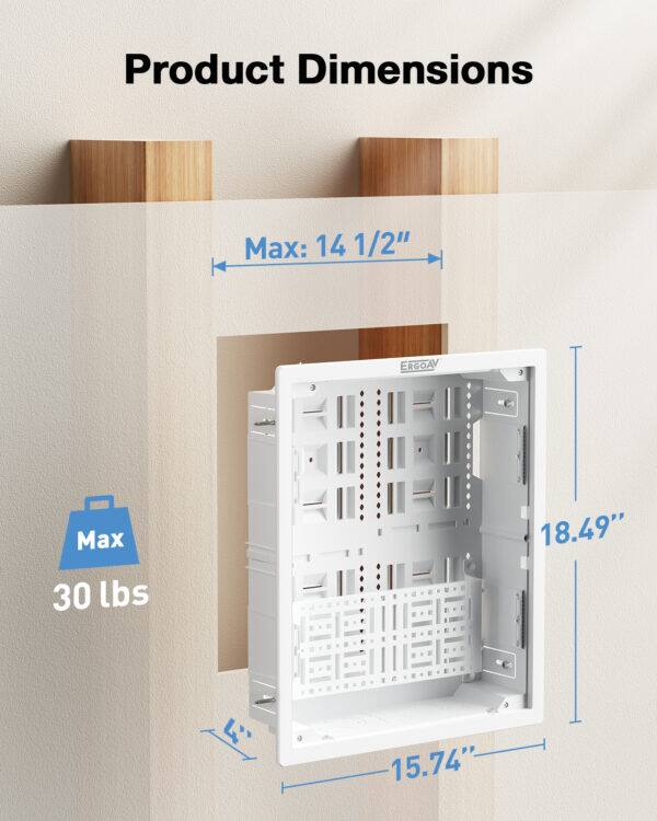 Product Dimensions Max: 14 1/2" 18.49" L 15.74" Max 30 lbs