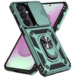 Dteck - Rotatable Ring Kickstand Case for Samsung Galaxy S26 Plus, Heavy-Duty Rugged Slide Camera Back Cover - Darkgreen