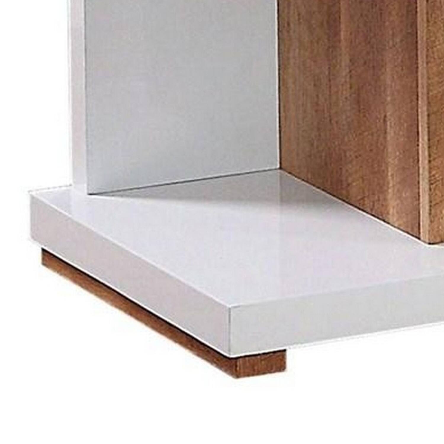 Alt View 3. Manhattan Lane - End Table with Open Bottom Parted Shelf, White and Brown - White and Brown.