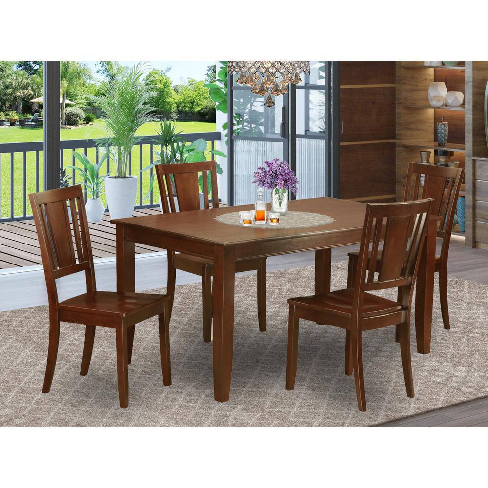 Back. East West Furniture - 5 Pc Dining room set-Dinette Table and 4 Dining Chairs - Mahogany.