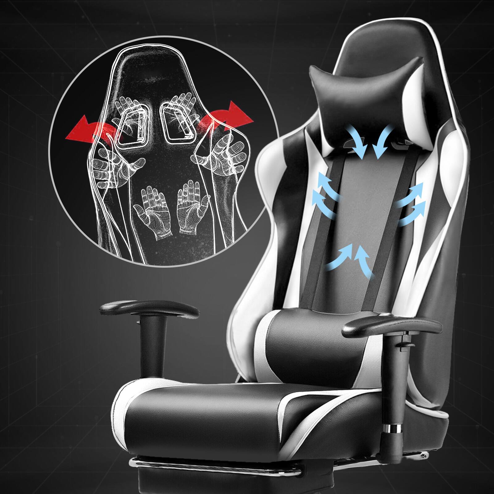 Alt View 3. Egaming - Ergonomic Computer Chair with Footrest Gaming Chair with Headrest and Lumbar - White.