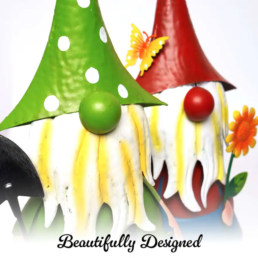 G128 Solar Gnome Garden Statues Set of 2 for Outdoor Decor green, red ...
