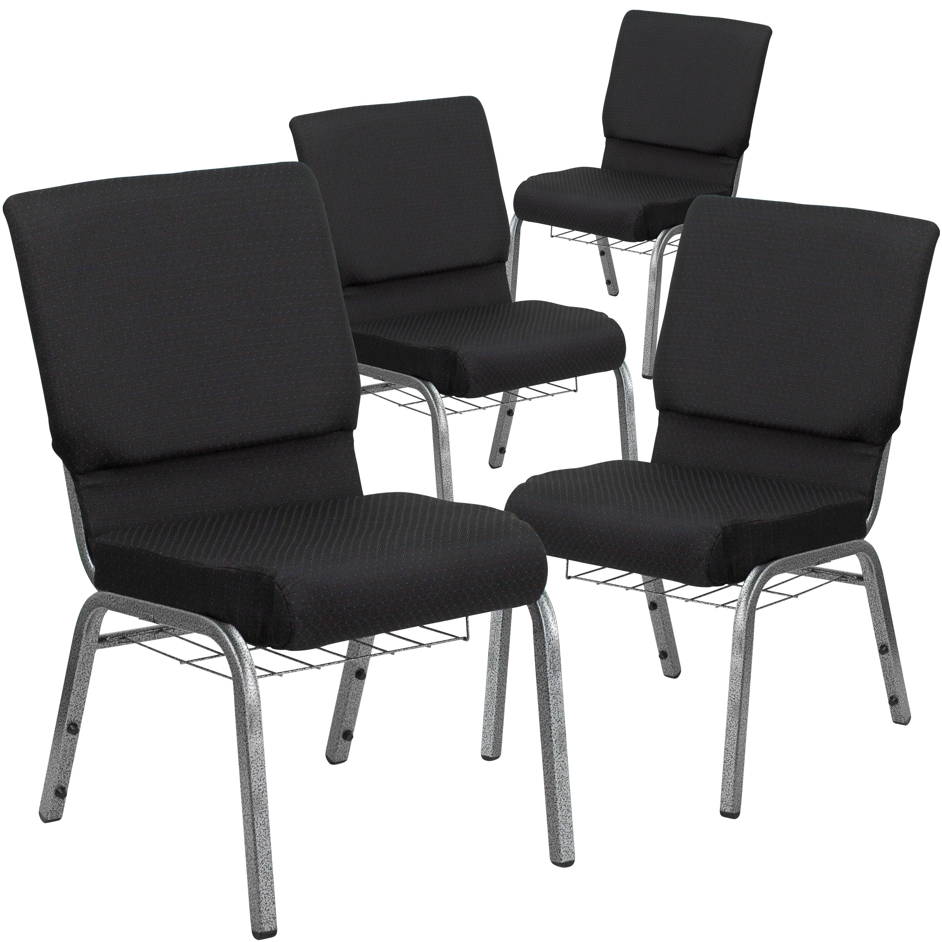 Black Patterned Fabric/Silver Vein Frame