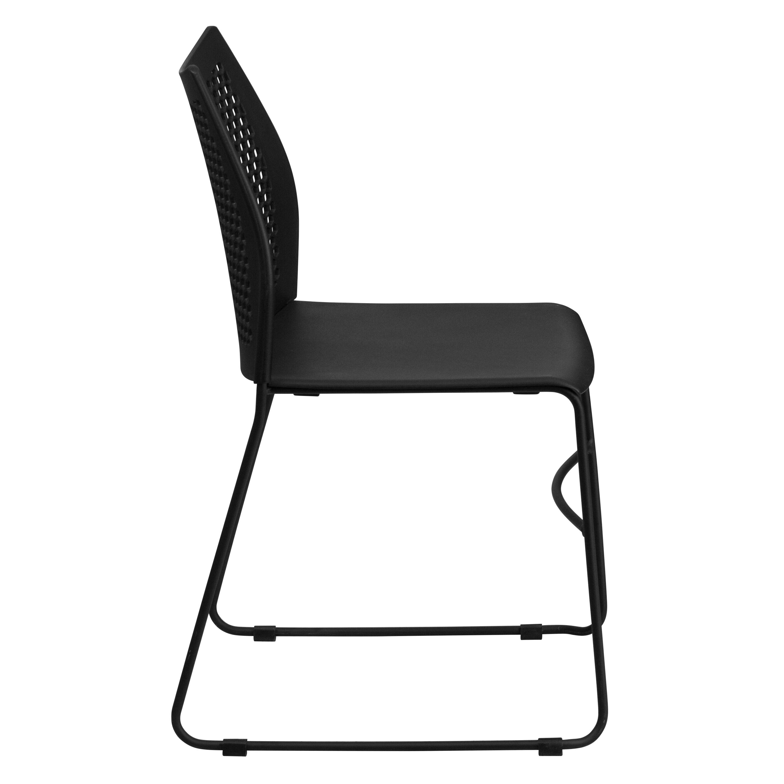 Alt View 7. Emma + Oliver - Home and Office Sled Base Stack Chair with Air-Vent Back - Guest Chair - Black.