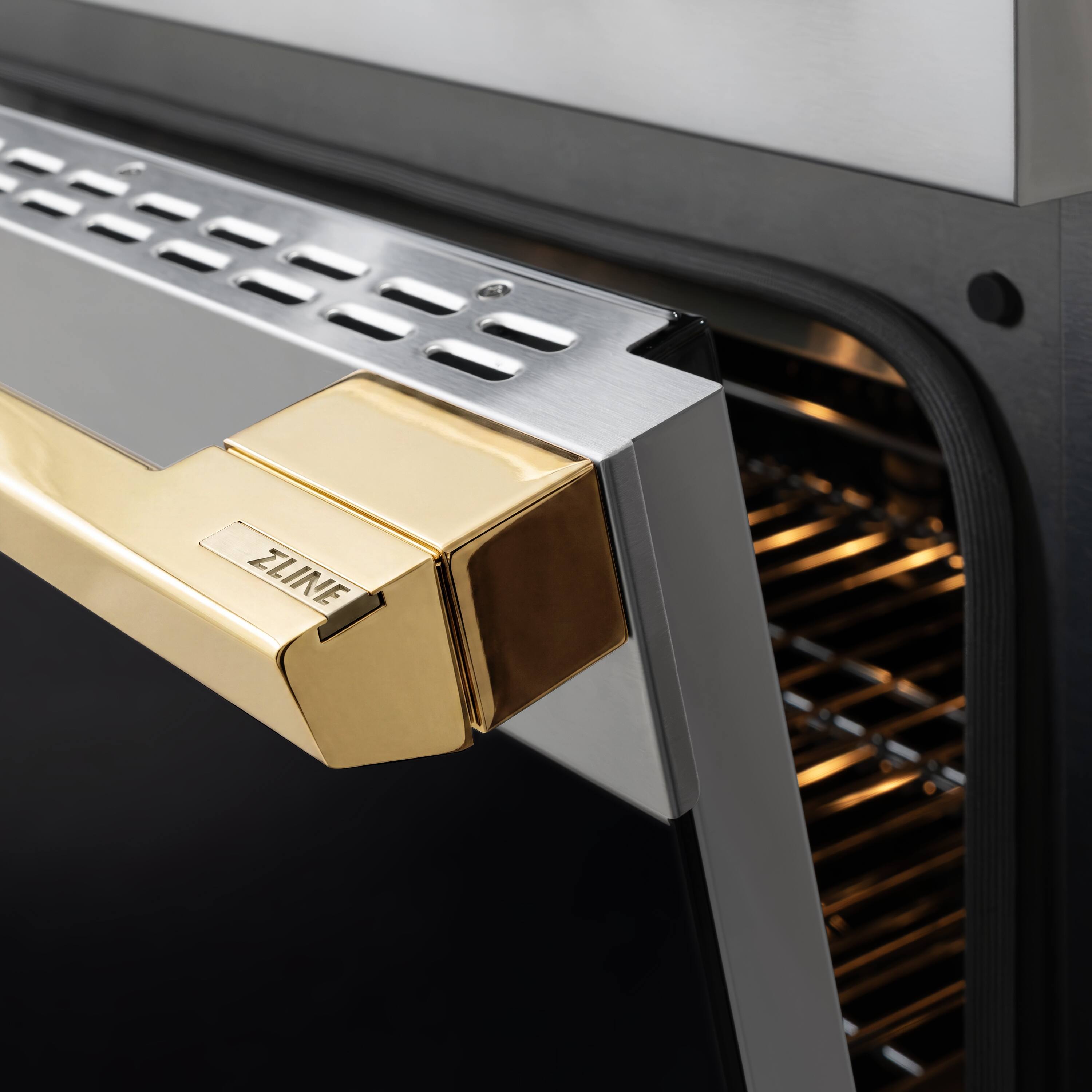 Alt View 13. ZLINE - Autograph 30 in. 4.2 cu. ft. Marino Freestanding Manual Clean DuoPro Gas Range with Convection Oven & Gold Accents - Stainless Steel.