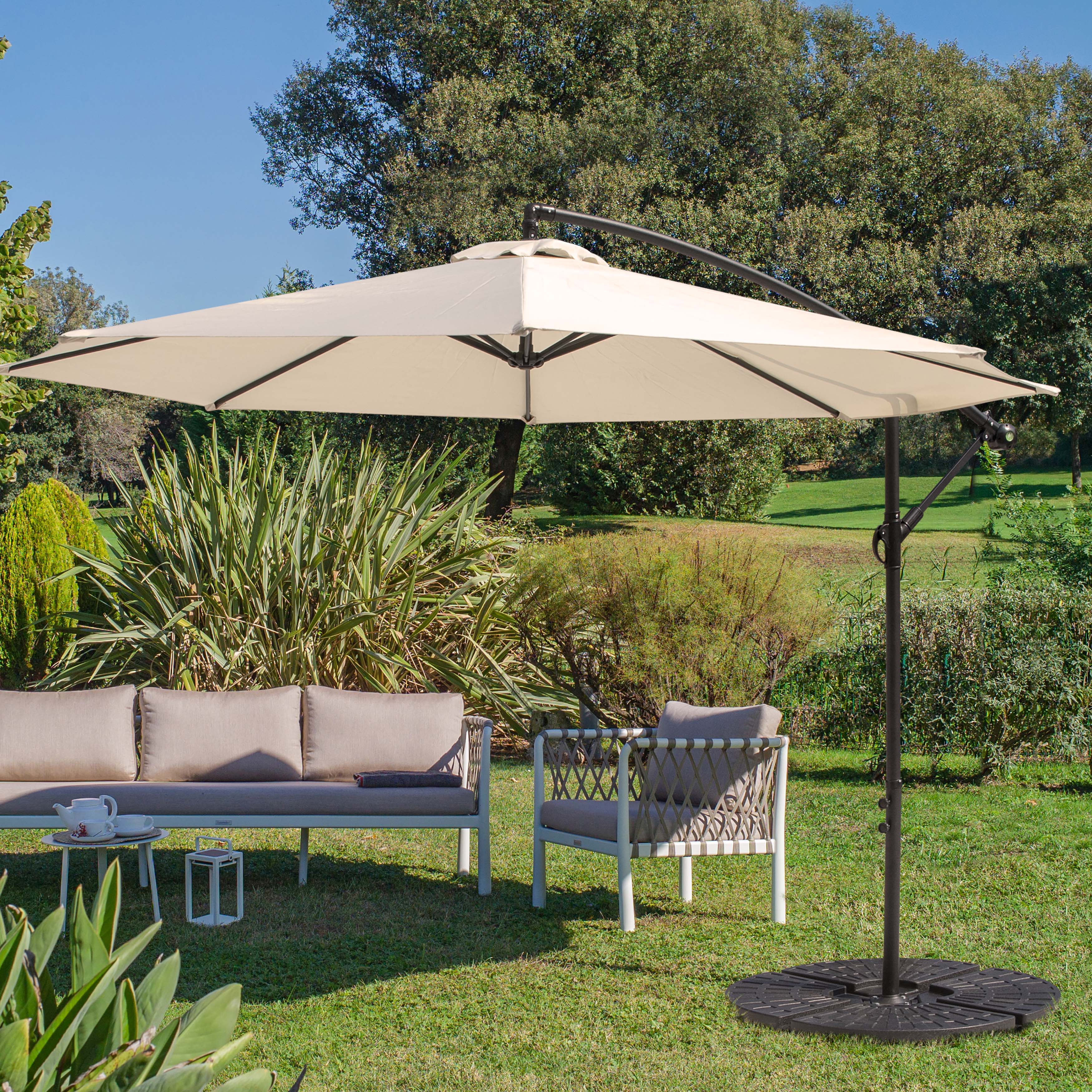 Back. Nuu Garden - Outdoor 4-Piece 52L Fan-shaped Patio Umbrella Base, HDPE Plastic, Black - Black.