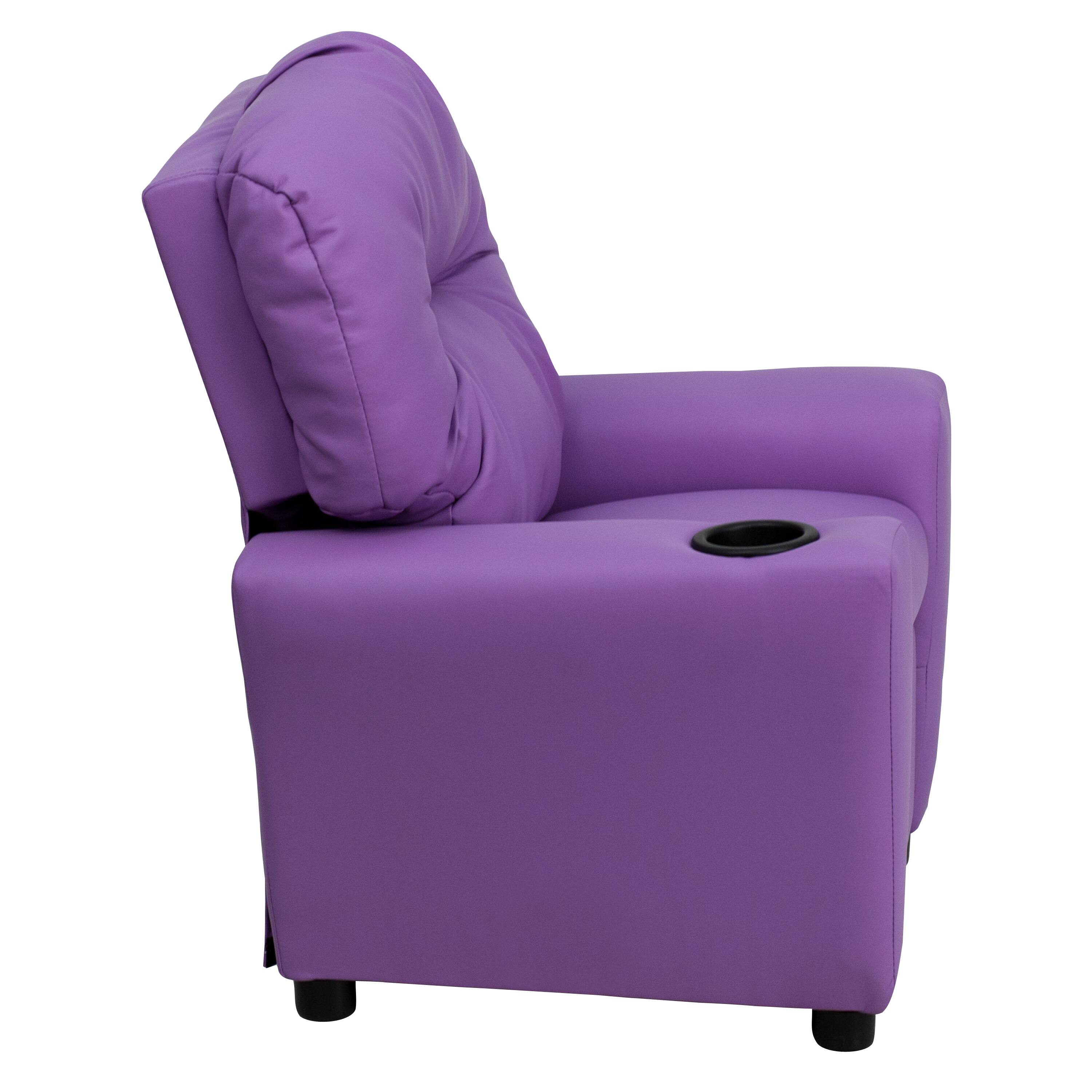 Alt View 5. Emma + Oliver - Contemporary Kids Recliner with Cup Holder - Lavender Vinyl.