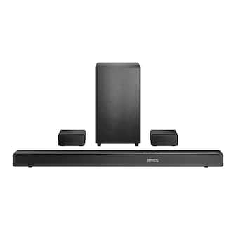 Front. Insignia™ - 5.1.2 Channel Home Theater Soundbar with Wireless Subwoofer and Rear Speakers, Dolby Atmos, DTS:X, Bluetooth. - Black.