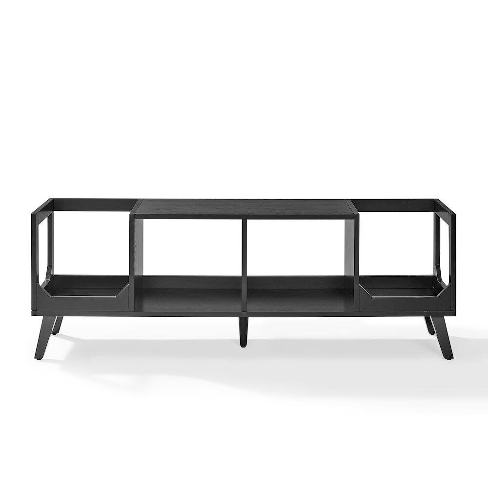 Alt View 4. Crosley Furniture - Asheville Low Record Player Stand With Vinyl Storage - Black.