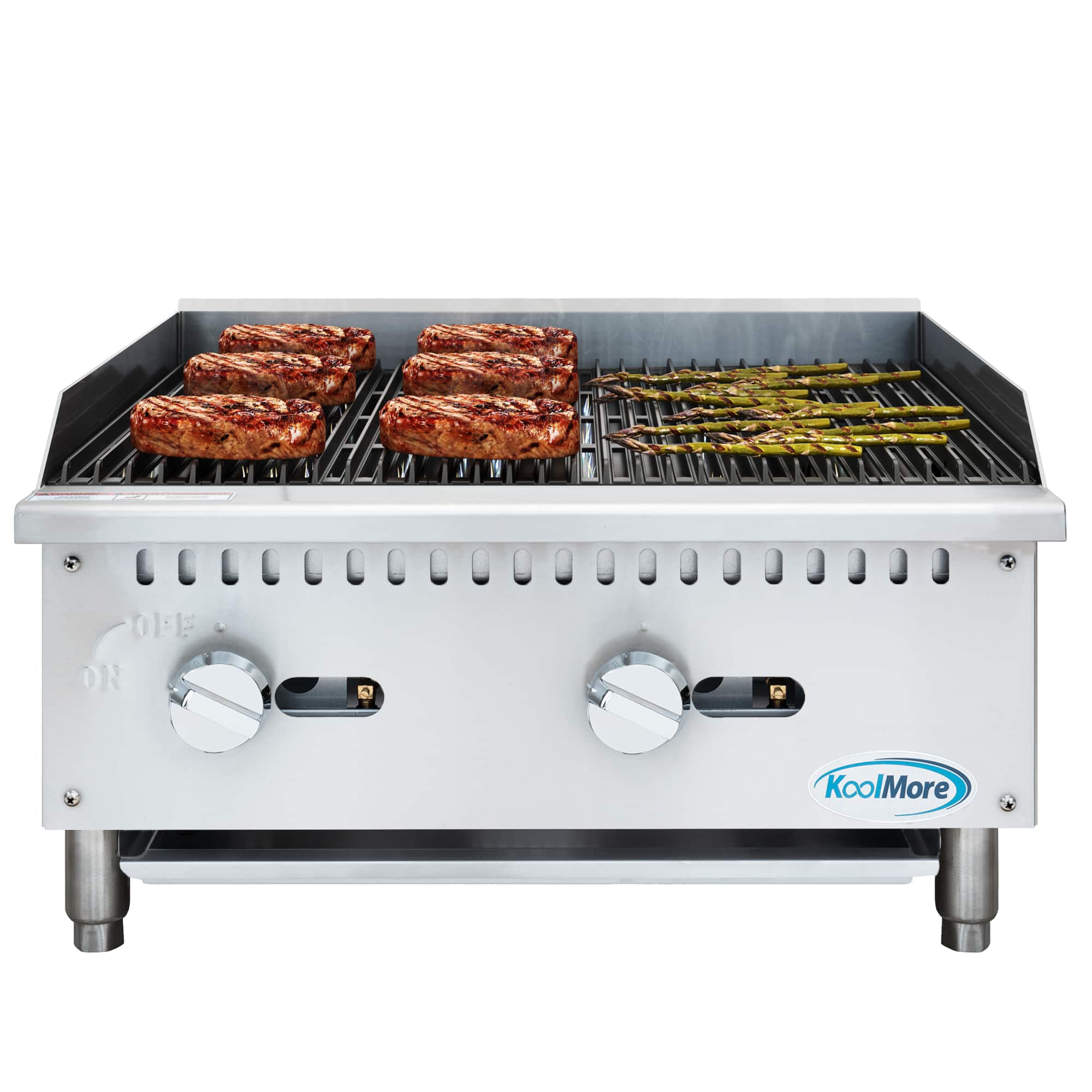 Koolmore - 24 in. Commercial 2-Burner Natural Gas Charbroiler with 60,000 BTU in Stainless-Steel (KM-GCB2-24M) - Silver