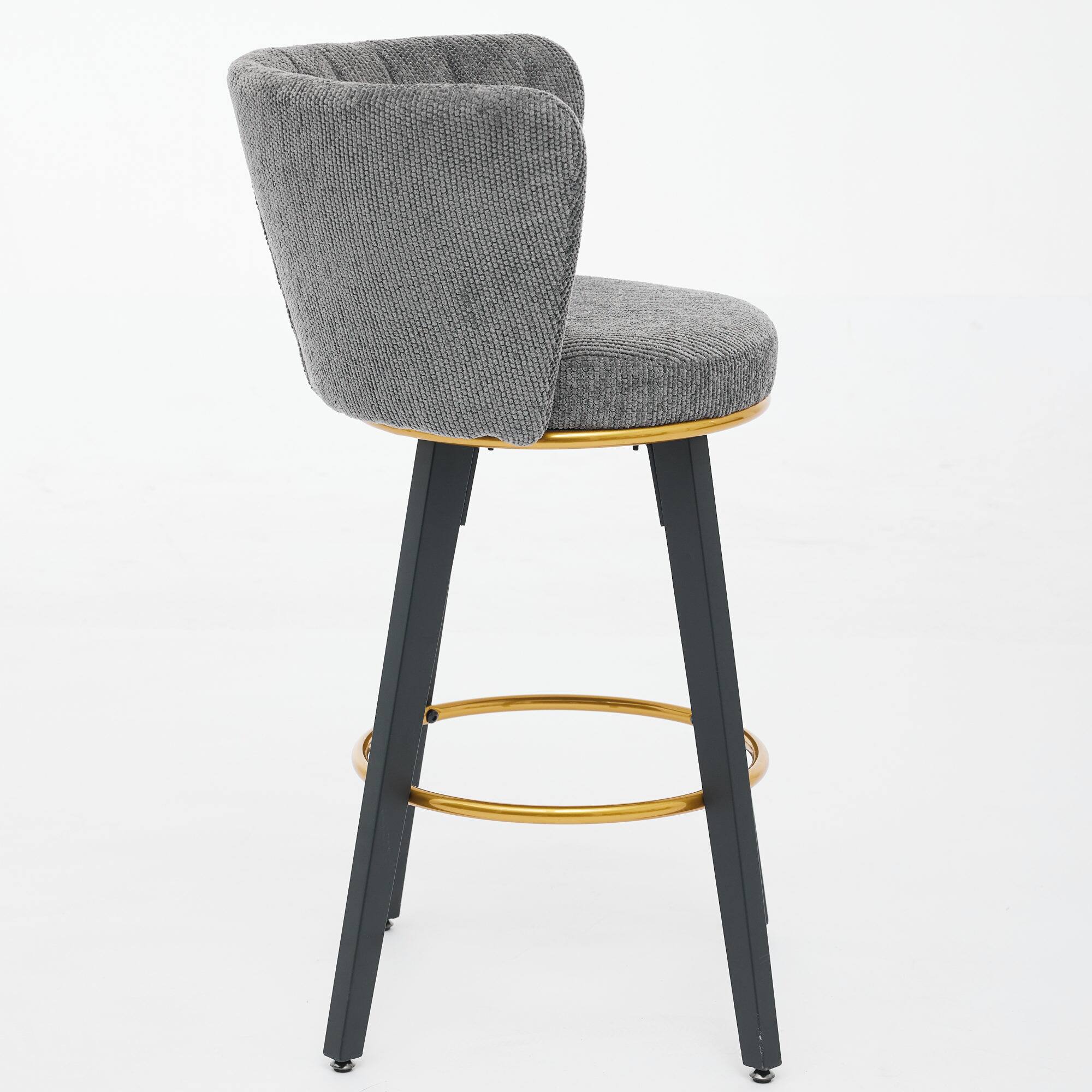 Alt View 2. GOODSILO - Modern Swivel Counter Height Bar Stools Set of 2 with Upholstered Backs and Metal Legs - Gray.